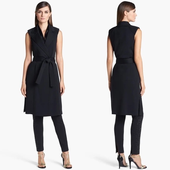 St. John Milano Long Vest Resort 2014 Black 6 - Picture 1 of 11
